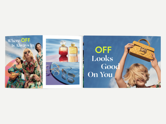 Saks OFF 5TH Spring Campaign Brand Relaunch Direct Mailer Inside First Fold