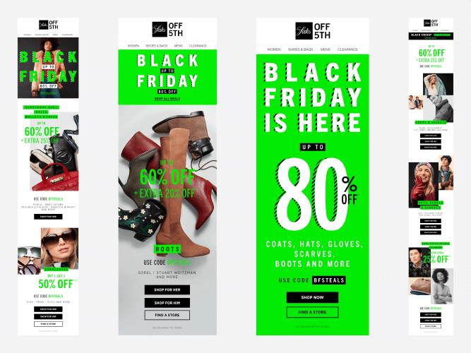 Saks OFF 5TH Black Friday Campaign Digital Design Emails