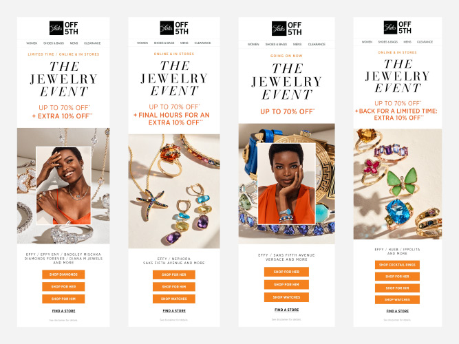 Saks OFF 5TH The Jewelry Event Franchise Redesign Digital Design Email