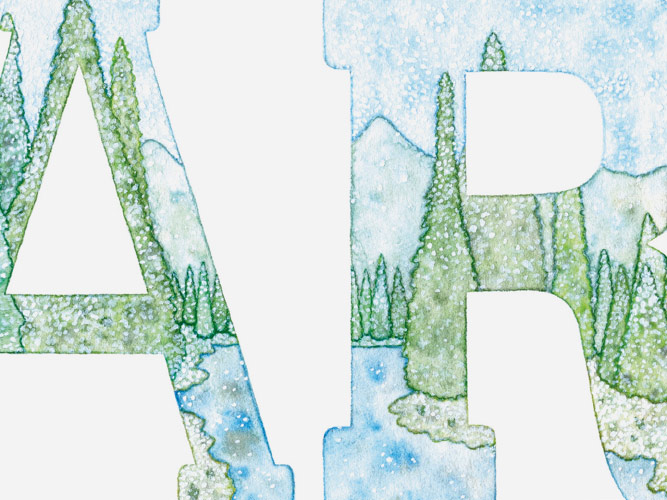 AR Illustrated Promotional Winter Landscape Logo Detail