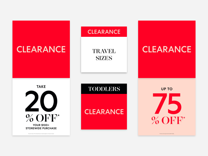 Saks OFF 5TH Institutional Signage Redesign Clearance Fixture Laydowns