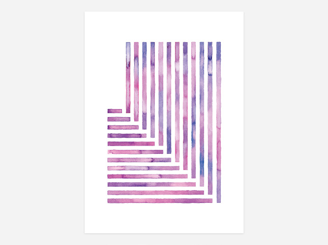 Pink and Purple Painted Intersecting Stripe Pattern Art Print